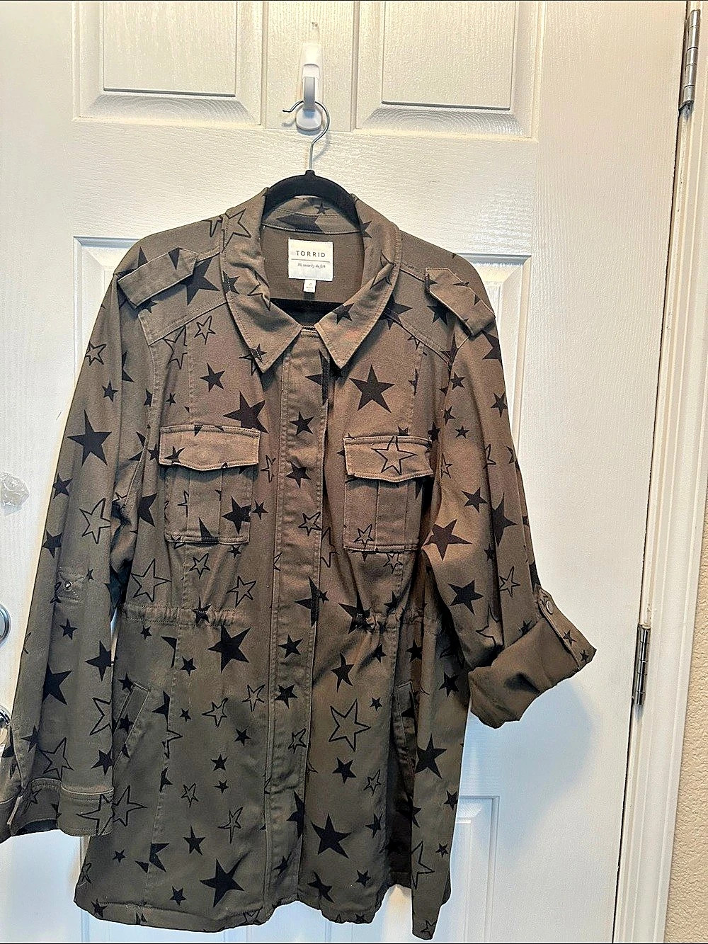 Torrid Lightweight Utility Jacket Star Print Brown Size 4